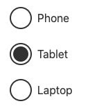 3 options are listed: Phone, Tablet (which is selected) and Laptop