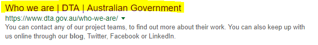 Example search result, with the title line highlighted.