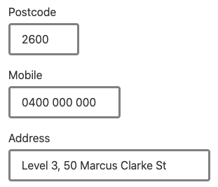 3 text inputs
