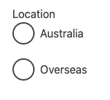 Radio options for Australia or Overseas