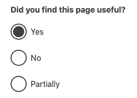 3 radio buttons with Yes (selected), No and Partially
